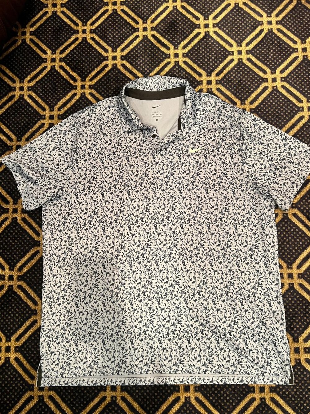 Nike Dri-FIT Men’s XXL Golf Polo Gray Black Abstract Print Performance